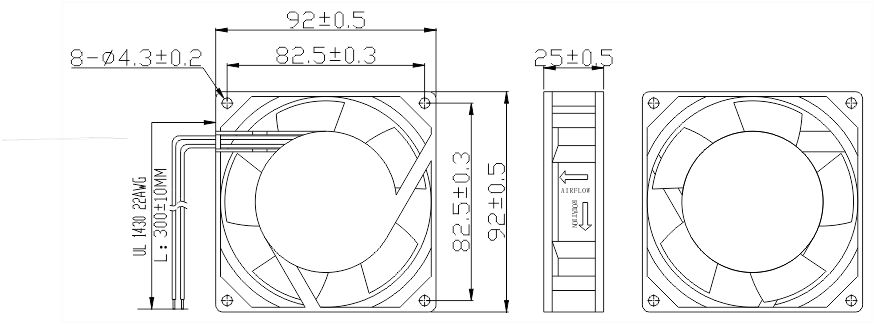 风扇安装尺寸图 风扇安装尺寸图