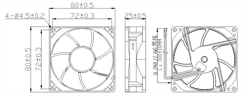 风扇安装尺寸图 风扇安装尺寸图